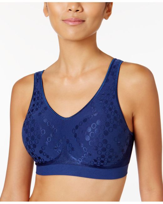 Bali Synthetic Comfort Revolution Comfortflex Fit Seamless Shaping Wireless Bra 3488 in Blue