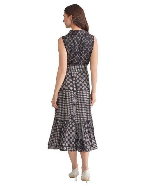 Jones New York Multicolor Sleeveless Midi Shirt Dress