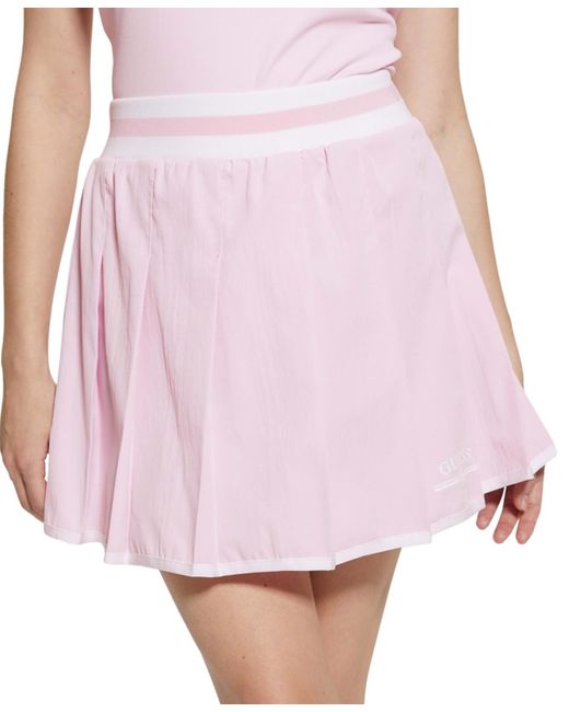 Guess Pink Arleth Pleated Pull-on Logo Tennis Skirt