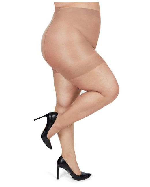 Memoi White Plus Size Curvy Silky Sheer Control Top Pantyhose Mm-2210