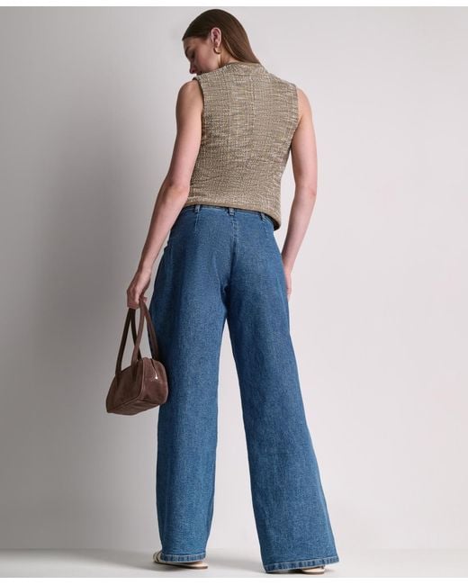 BCBGMAXAZRIA Blue V-neck Button-front Vest