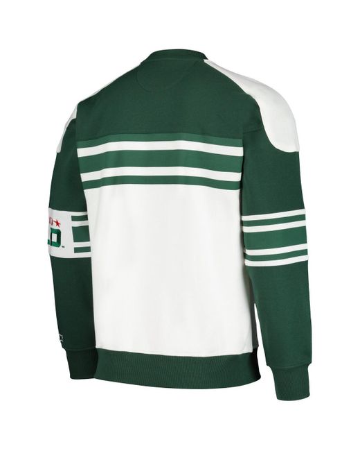 Starter Green Minnesota Wild Defense Fleece Crewneck Pullover Sweatshirt for men
