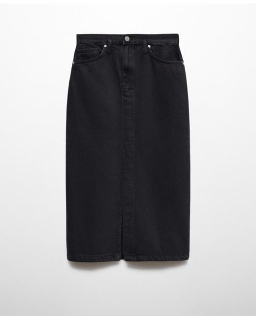 Mango Black Denim Midi-skirt