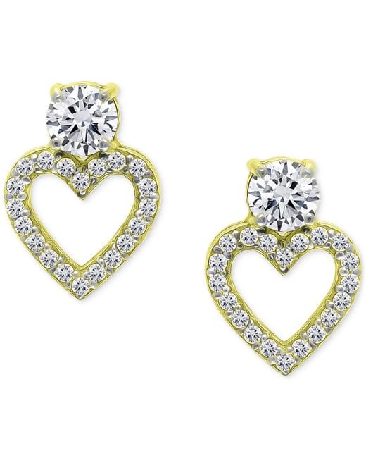 Giani Bernini Metallic Cubic Zirconia Heart Stud Earrings In Sterling Silver, Created For Macy's (also Available In 18k Gold-plated Sterling Silver)
