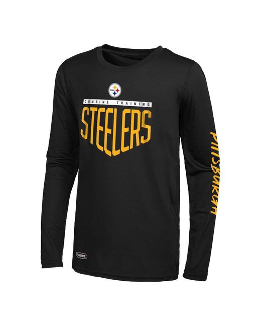 Outerstuff Black Pittsburgh Steelers Agility Long Sleeve T-shirt for Men