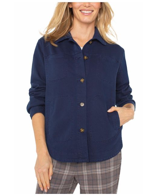 Liverpool Los Angeles Blue Button-front Shirt Jacket