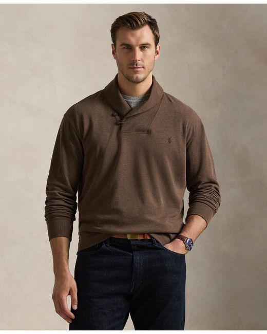Polo Ralph Lauren Brown Big & Tall Luxury Jersey Shawl-collar Pullover for men