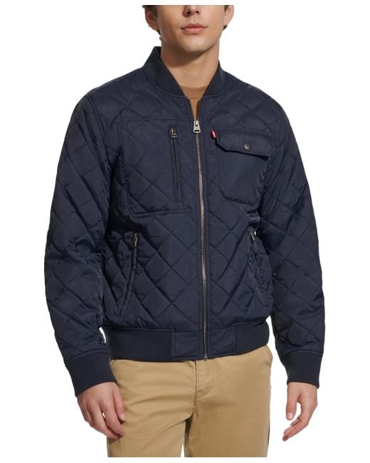 Levi's Blue Regular-fit Diamond-quilted Bomber Jacket for men