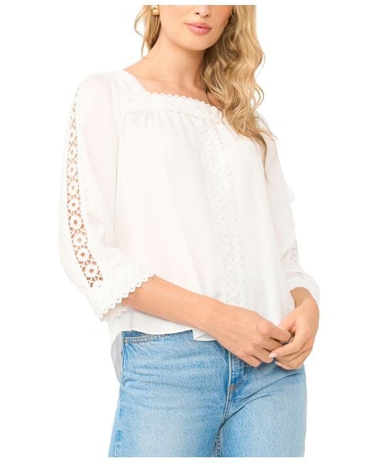 Vince Camuto Women's White Square Neck Blouse