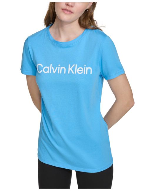 Calvin Klein Blue Logo Graphic Short-sleeve Top