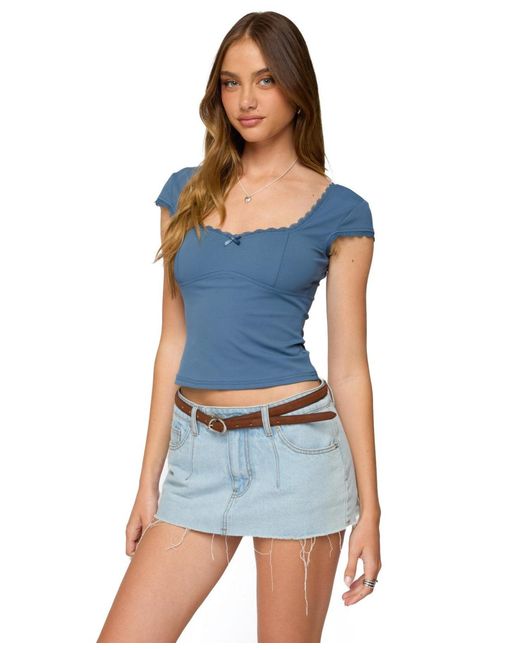 Edikted Blue Adela Square Neck Top