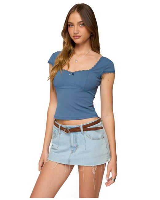 Edikted Blue Adela Square Neck Top