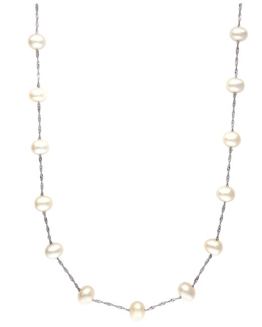 Effy White Effy Cultured Freshwater Pearl Station Necklace In 14k Gold (5-1/2mm)