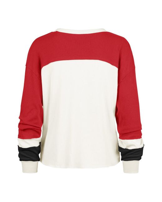 '47 Red Cream/scarlet San Francisco 49ers Plus Size Double Header Curve Toni Long Sleeve T-shirt