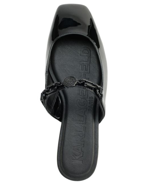 Karl Lagerfeld Black Zilla Square Toe Mule Flats
