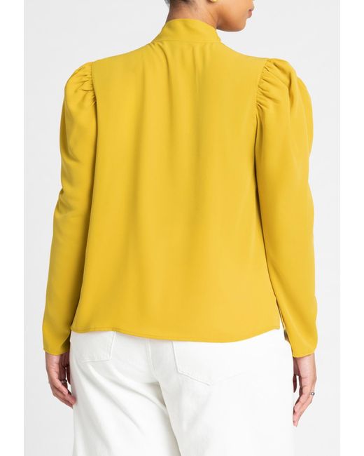 Eloquii Yellow Plus Size Drape Front Blouse