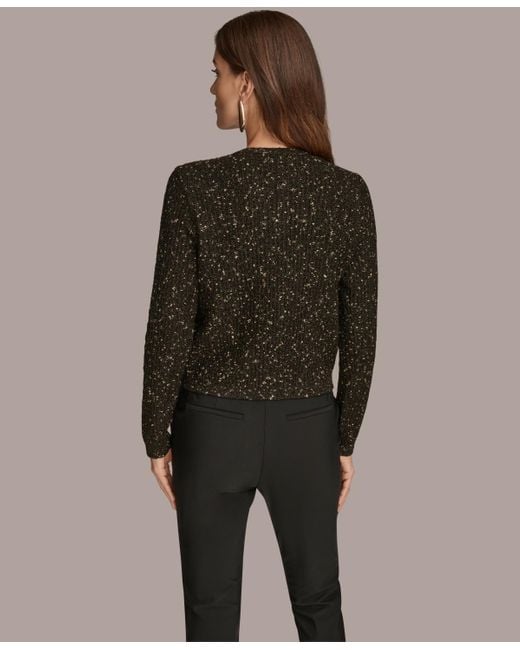 Donna Karan Brown Metallic Cardigan Sweater