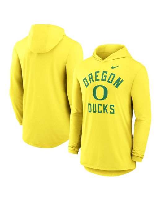 Nike Yellow Oregon Ducks Classic Arch Tri-blend Performance Long Sleeve Hoodie T-shirt for men