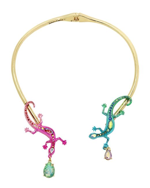 Betsey Johnson Multicolor Faux Stone Lizard Collar Necklace
