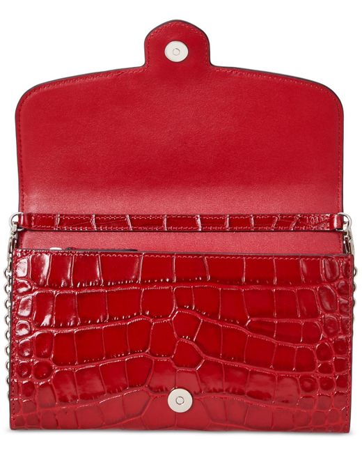 Ralph Lauren Black Adair Croc-embossed Leather Small Crossbody