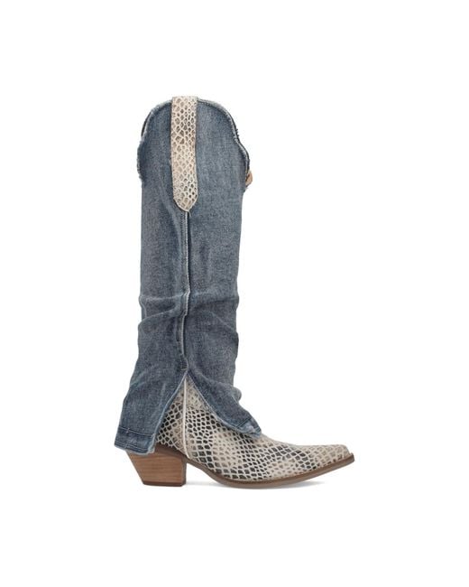 Dingo Blue Shabby Leather Boots