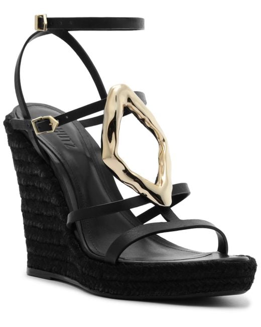 SCHUTZ SHOES Black Amarilis Wedge Heel Sandals