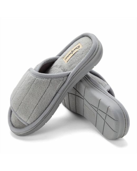 Dearfoams Gray Mickey Terry Adjustable Slides