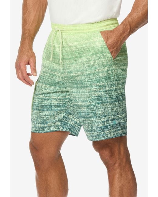 Kingsize Men's Green Big Tall Cargo Shorts With Super Stretch