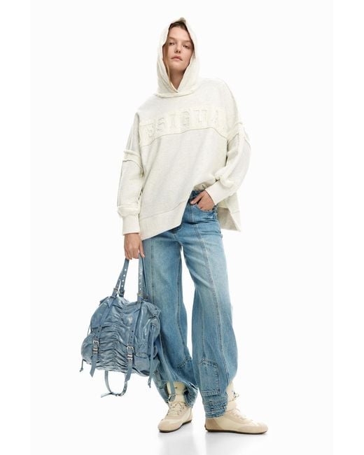 Desigual Blue Medium Ruched Denim Backpack