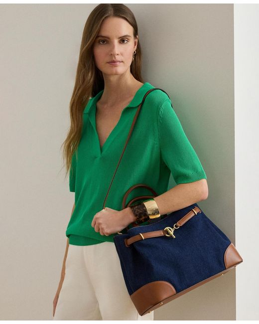 Ralph Lauren Blue Large Blaike Satchel Bag