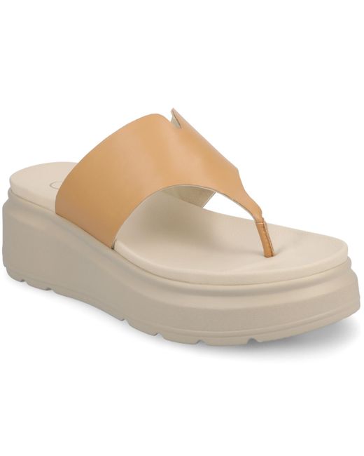 Journee Collection White Carah Thong Platform Wedge Sandals