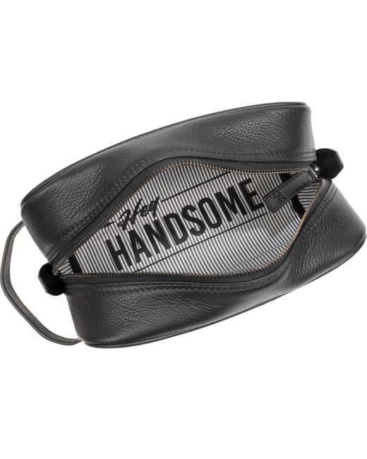 Boarding Pass Black The Hey Handsome Pebble Grain Genuine Leather Toiletry Dopp Kit