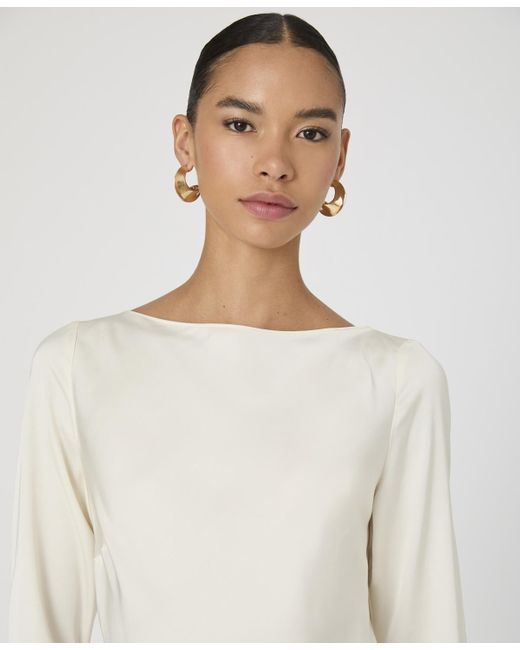 French Connection White Ennis Satin Long Sleeve Mini Dress