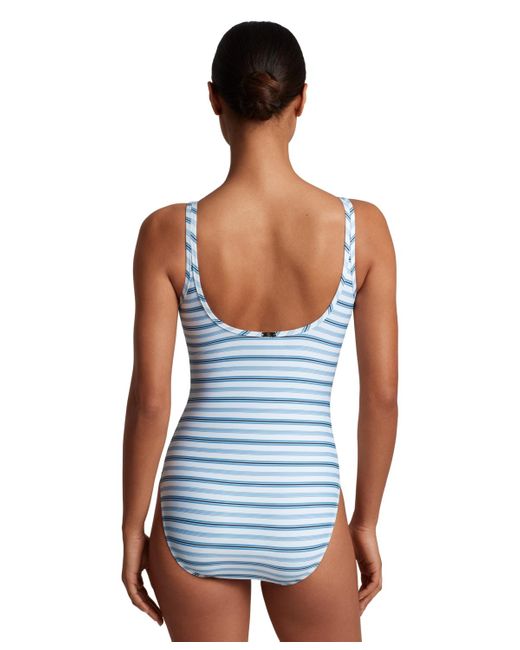 Lauren by Ralph Lauren Blue Striped One-piece Swimsuit