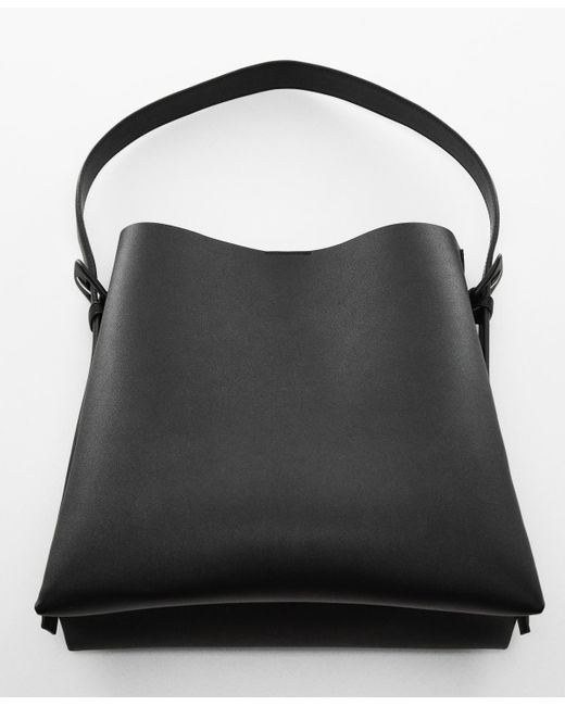 Mango Black Buckle Detail Shopper Bag