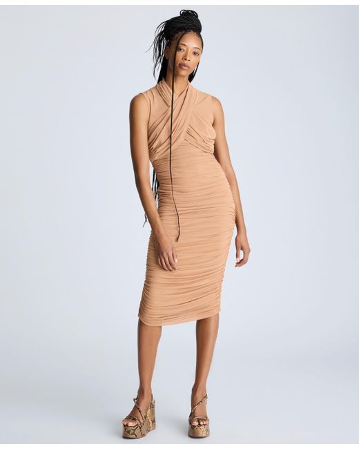 Kenneth Cole Women's Blue Ruched Bodycon Dress