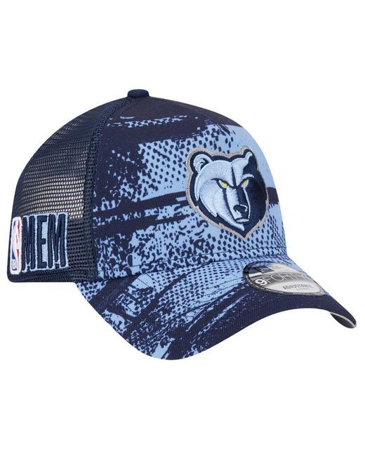 KTZ Navy/light Blue Memphis Grizzlies Tip Off A-frame Trucker 9forty Adjustable Hat for men