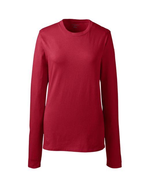 Lands' End Red School Uniform Long Sleeve Essential T-shirt