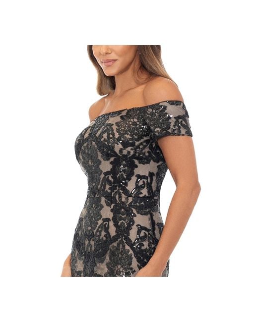 xscape off shoulder gown