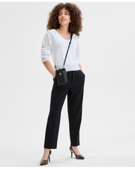 INC International Concepts White Petite V-neck Sweater