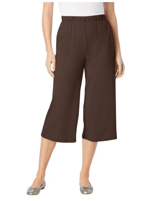 Woman Within Brown Plus Size 7-day Knit Culotte