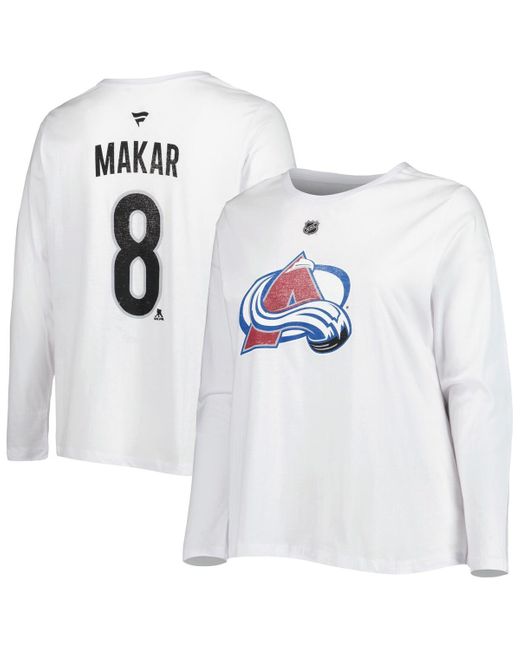 Profile White Cale Makar Colorado Avalanche Plus Size Name And Number Long Sleeve T-shirt