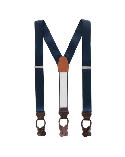 Trafalgar Blue Dutton Solid Colored Silk Button End Suspenders for men