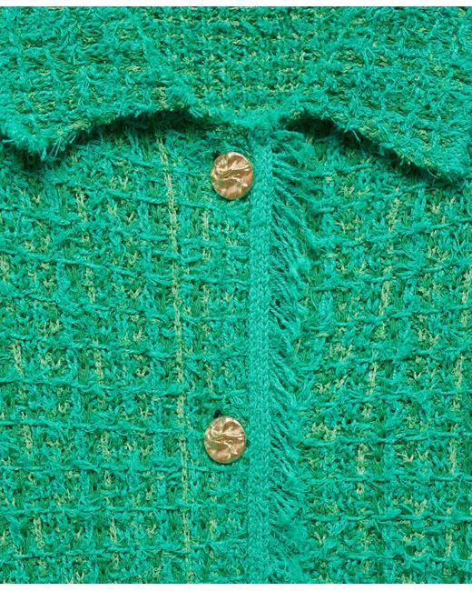 Mango Green Pocket Tweed Cardigan