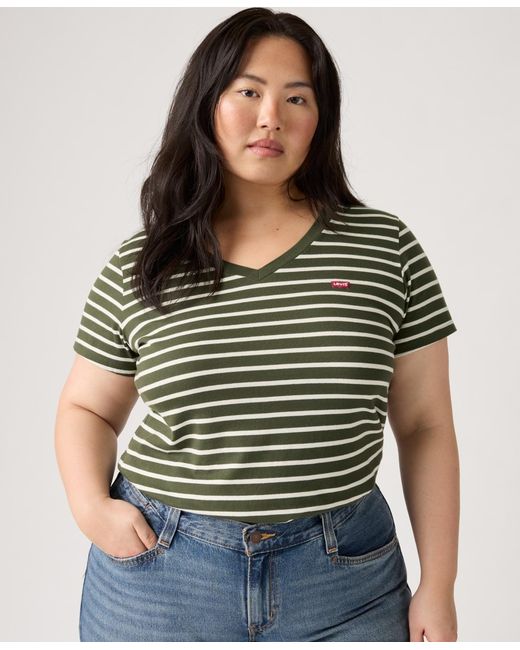 Levi's Green V Neck Tee (Plus Size)
