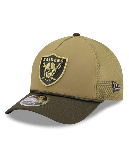 KTZ Green Las Vegas Raiders 2025 Salute To Service 9forty A-frame M-crown Adjustable Hat for men