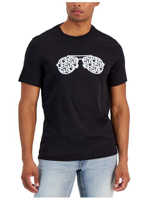 Michael Kors Black Basketweave Aviator Glasses Graphic T-shirt for men