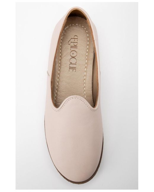 Epilogue Shoes Pink Dalya Leather Slip On Flats ()