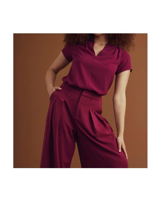 UNIVERSAL STANDARD Brown Plus Size Better-than-silk V-neck Top