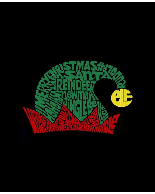 LA Pop Art Black Christmas Elf Hat Word Art Crewneck Sweatshirt for men